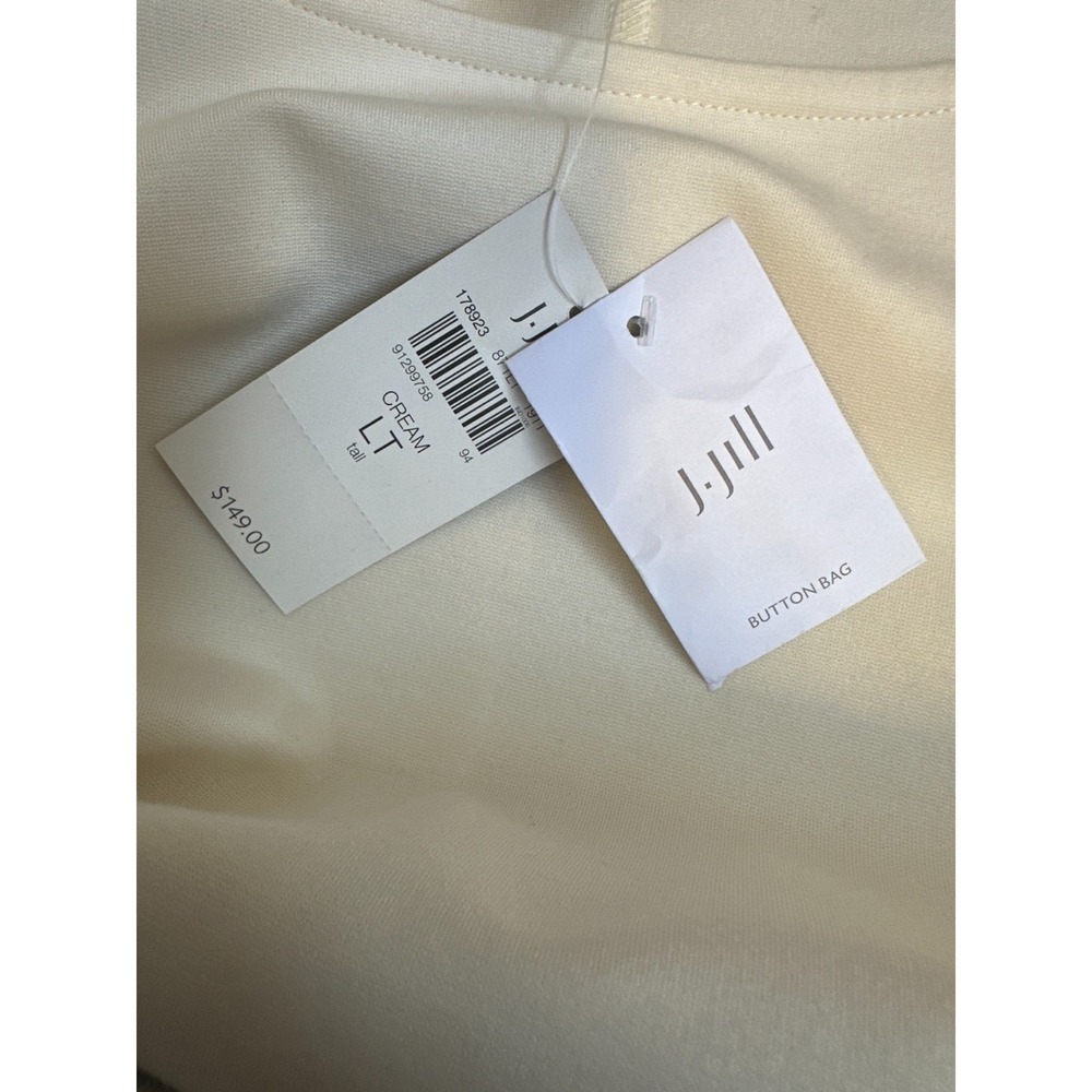 New Christian Siriano x J.Jill Cream Ponte Knit Beaded Cuff Dress Large Tall LT - Picture 12 of 16